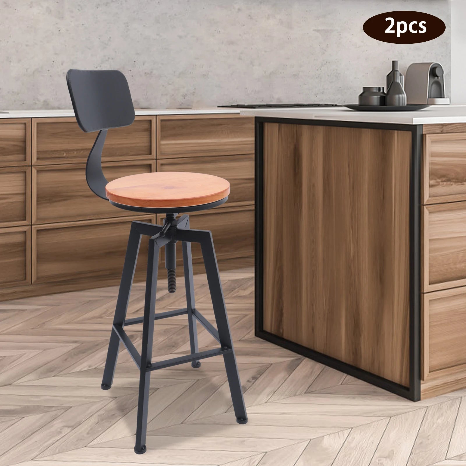 2 chaises de bar en bois