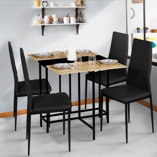 Table rectangle salle a manger extensible hêtre et Noir