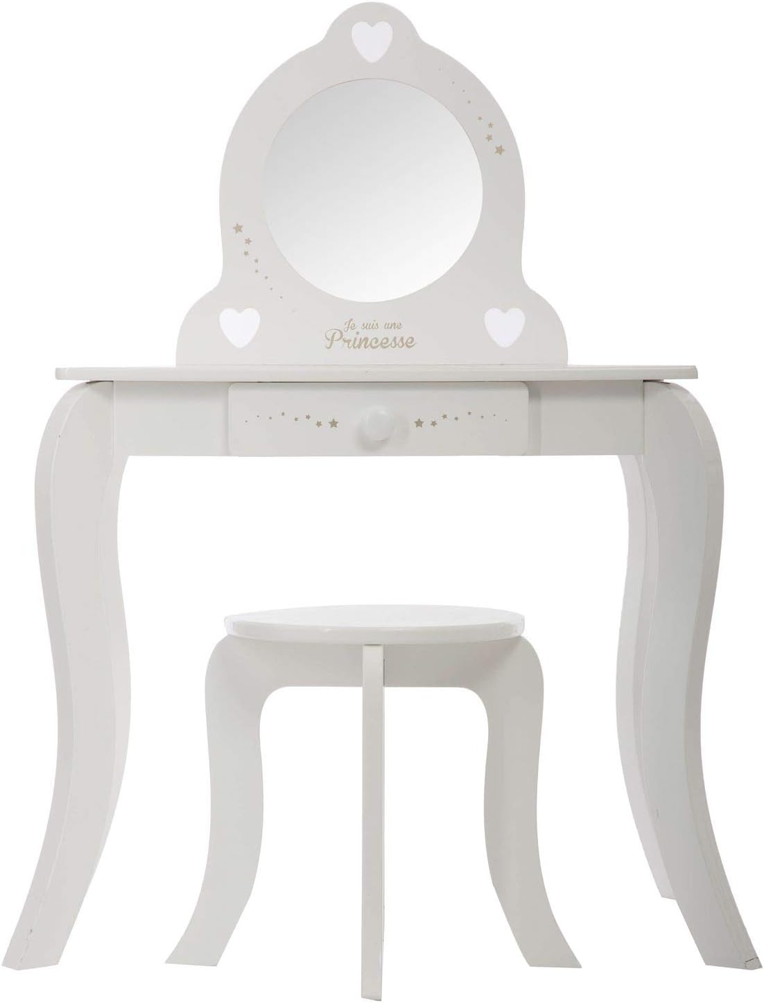 Coiffeuse pour enfant avec Tabouret en bois blanc