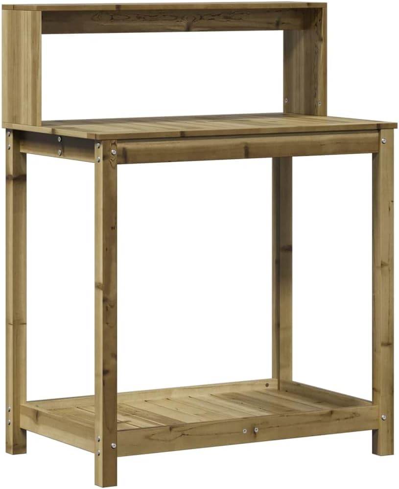 Table de jardin en bois de pin avec étagères