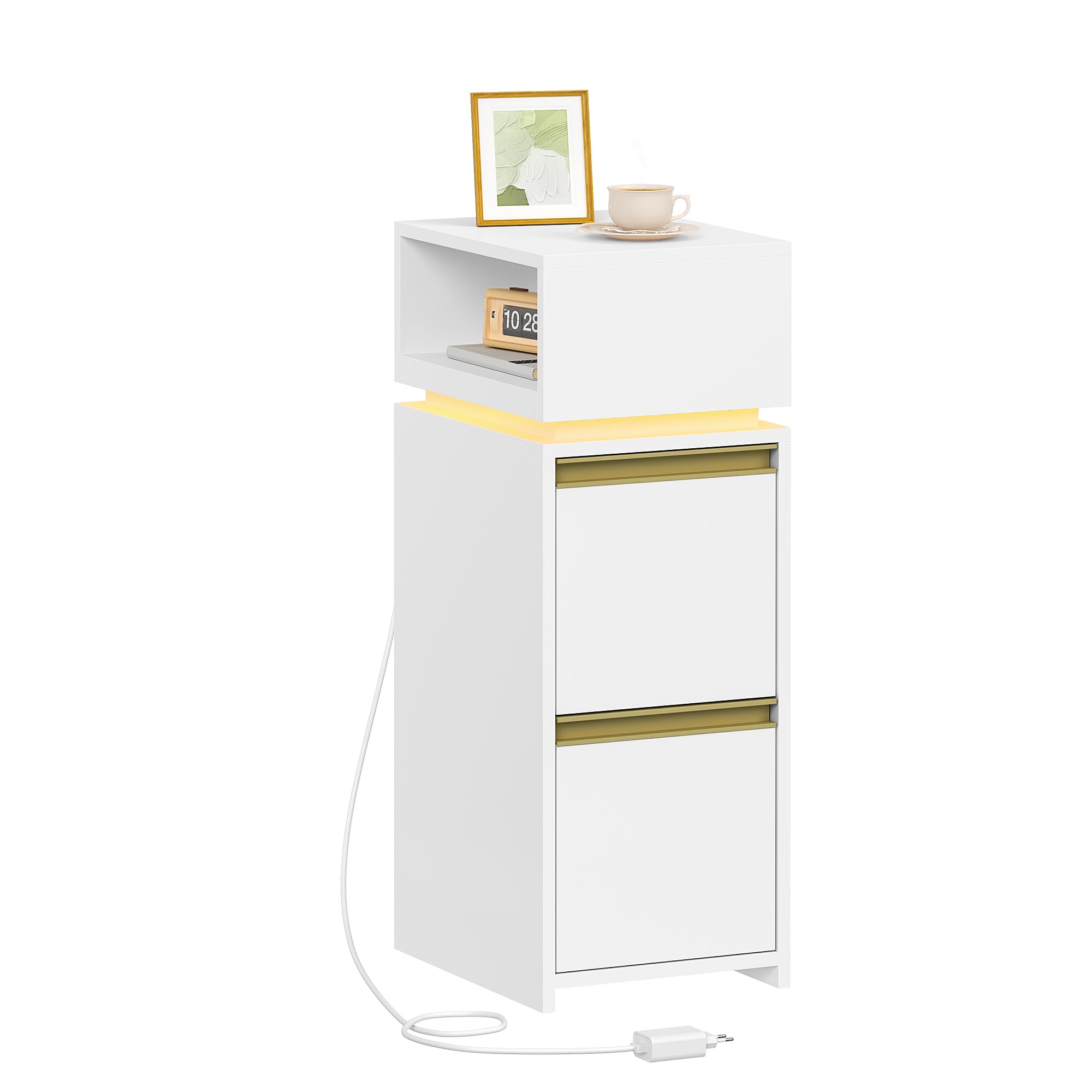 Lot de 2 tables de chevet avec LED