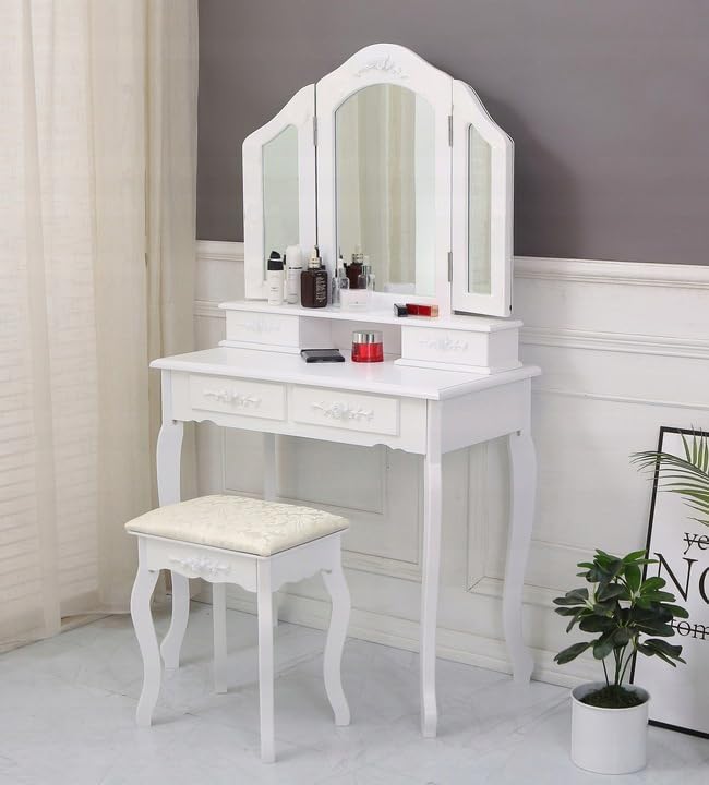 Coiffeuse moderne avec Miroir et tabouret
