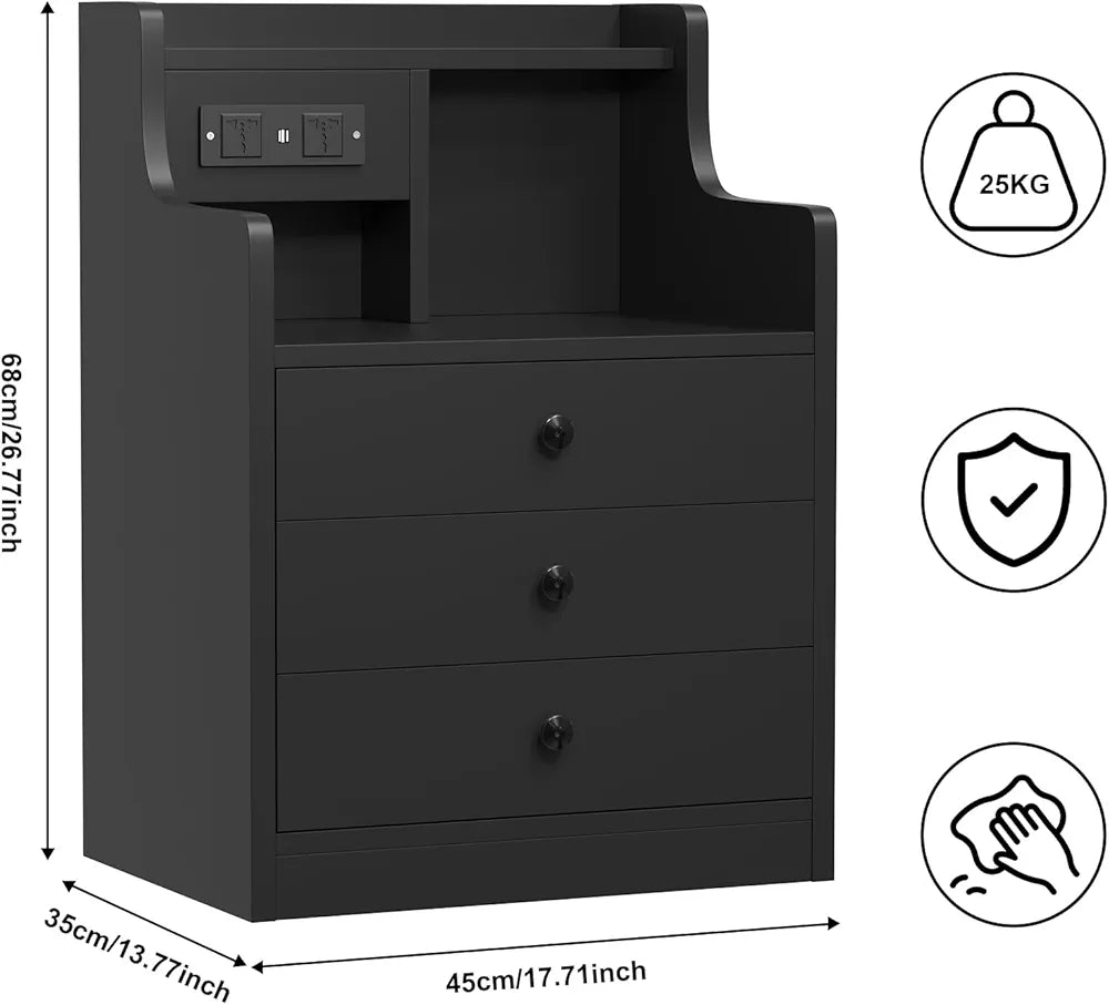 Table de Chevet LED avec Douille et connexions