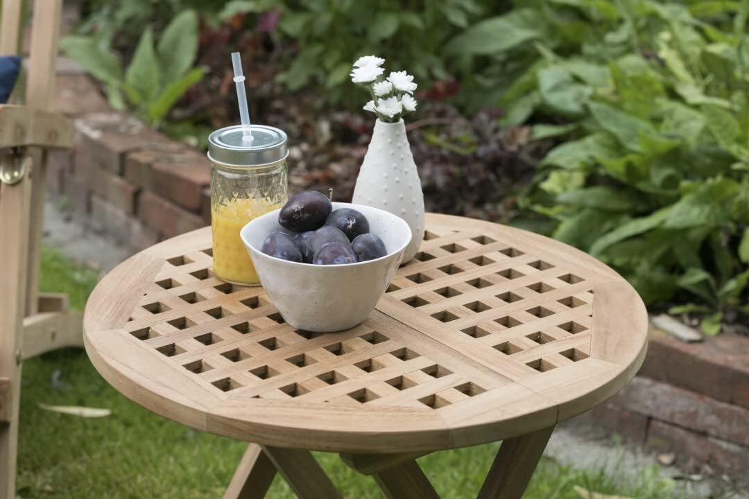 Table salon de jardin en teck ronde