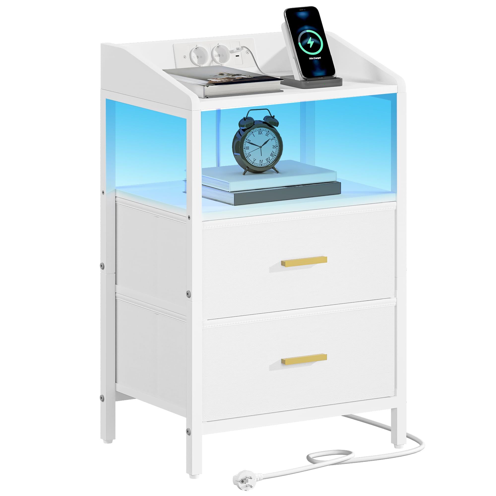 Tables a chevet Lot de 2 LED avec Ports USB et Prises de Courant