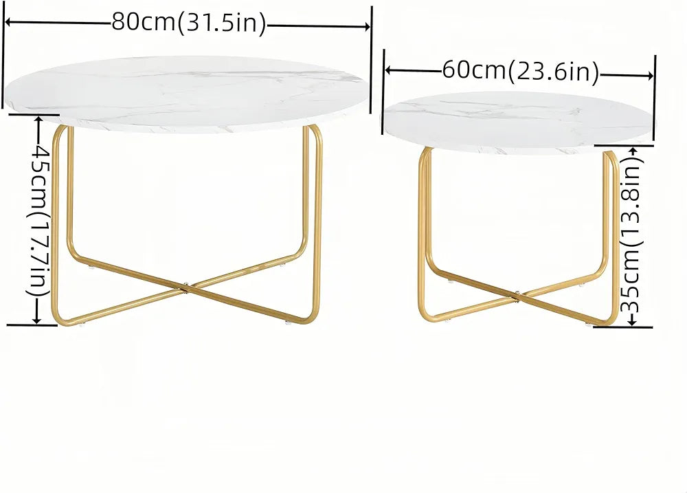 Lot de 2 table basse ronde imitation marbre