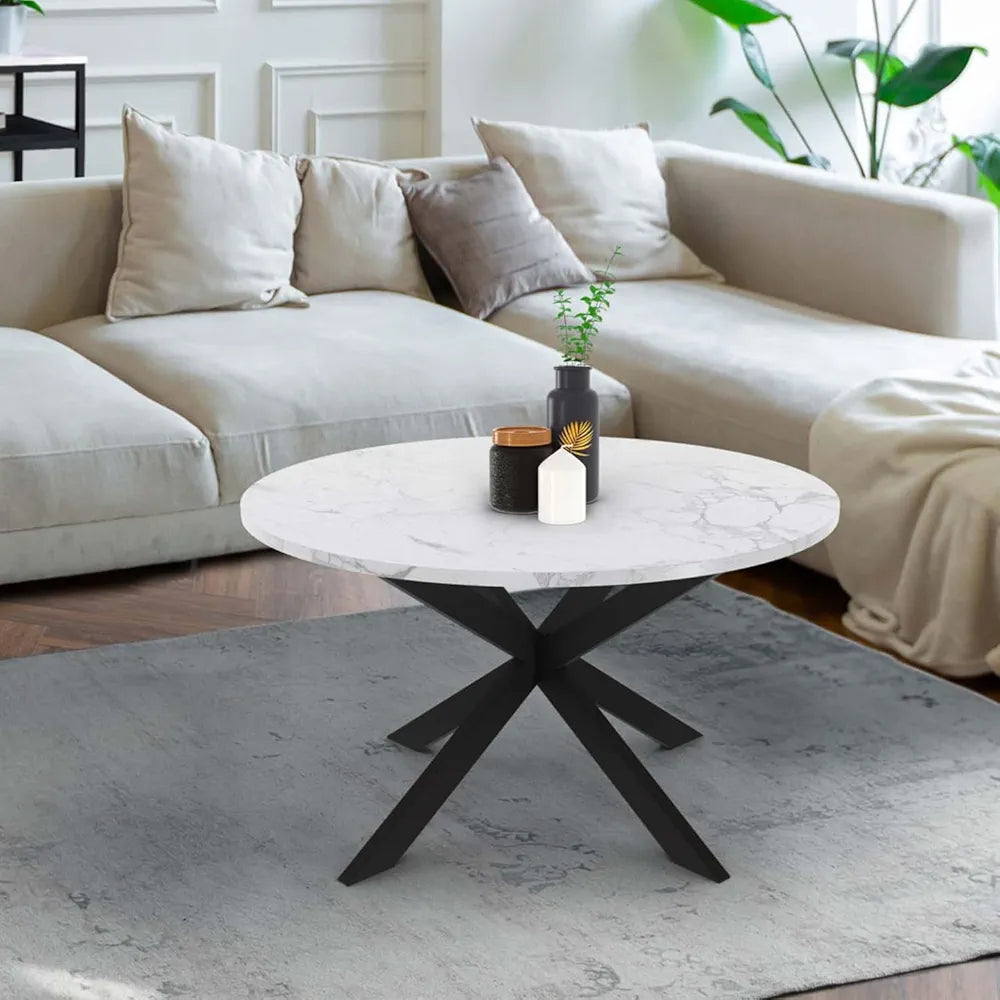 Table basse ronde effet marbre