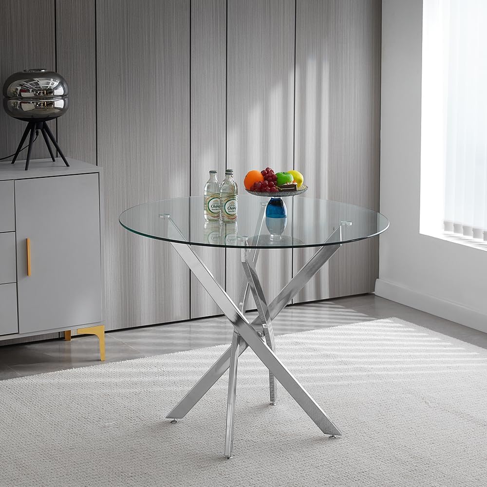 Table à Manger Ronde Design en Verre