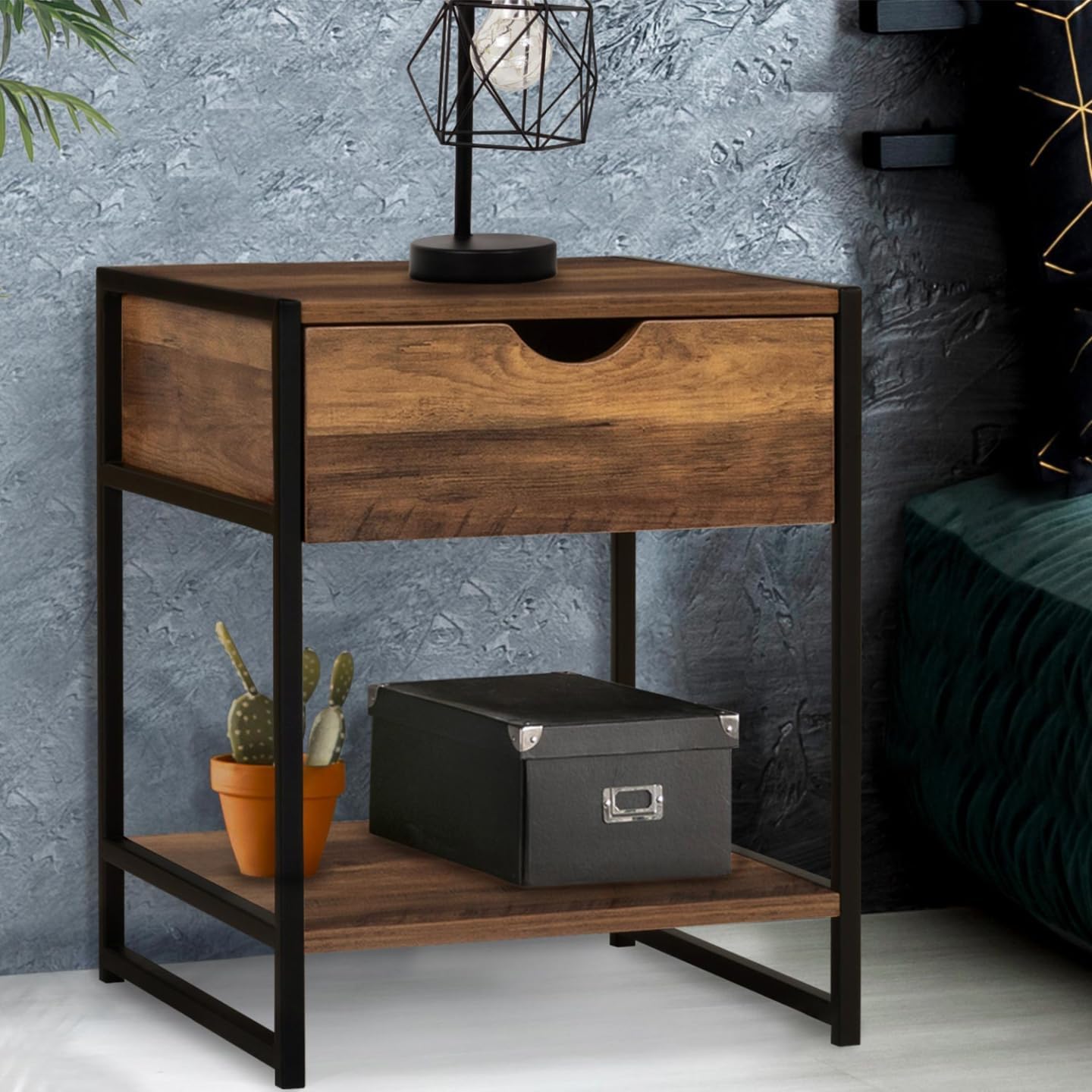 Lot de 2 tables chevet scandinave en bois Avec 1 tiroir