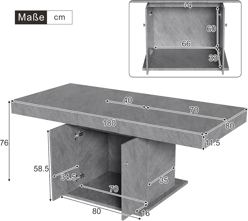 Table salle a manger rectangle extensible avec espace de rangement
