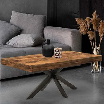 Table basse rectangulaire en bois foncé