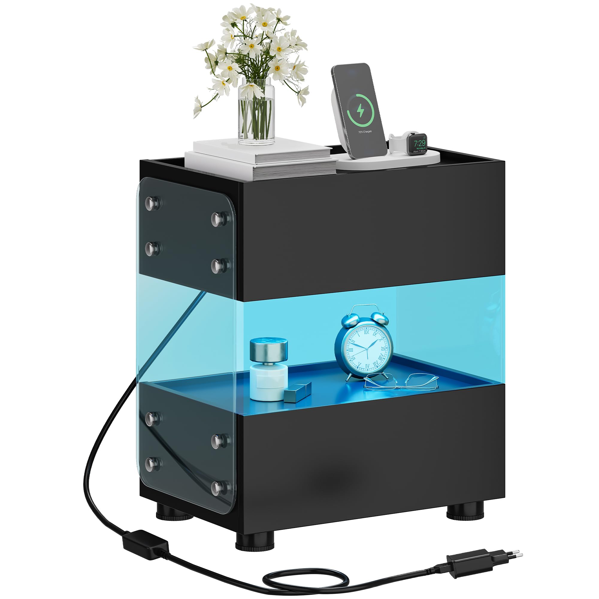 Table de chevet design avec Barre Lumineuse LED