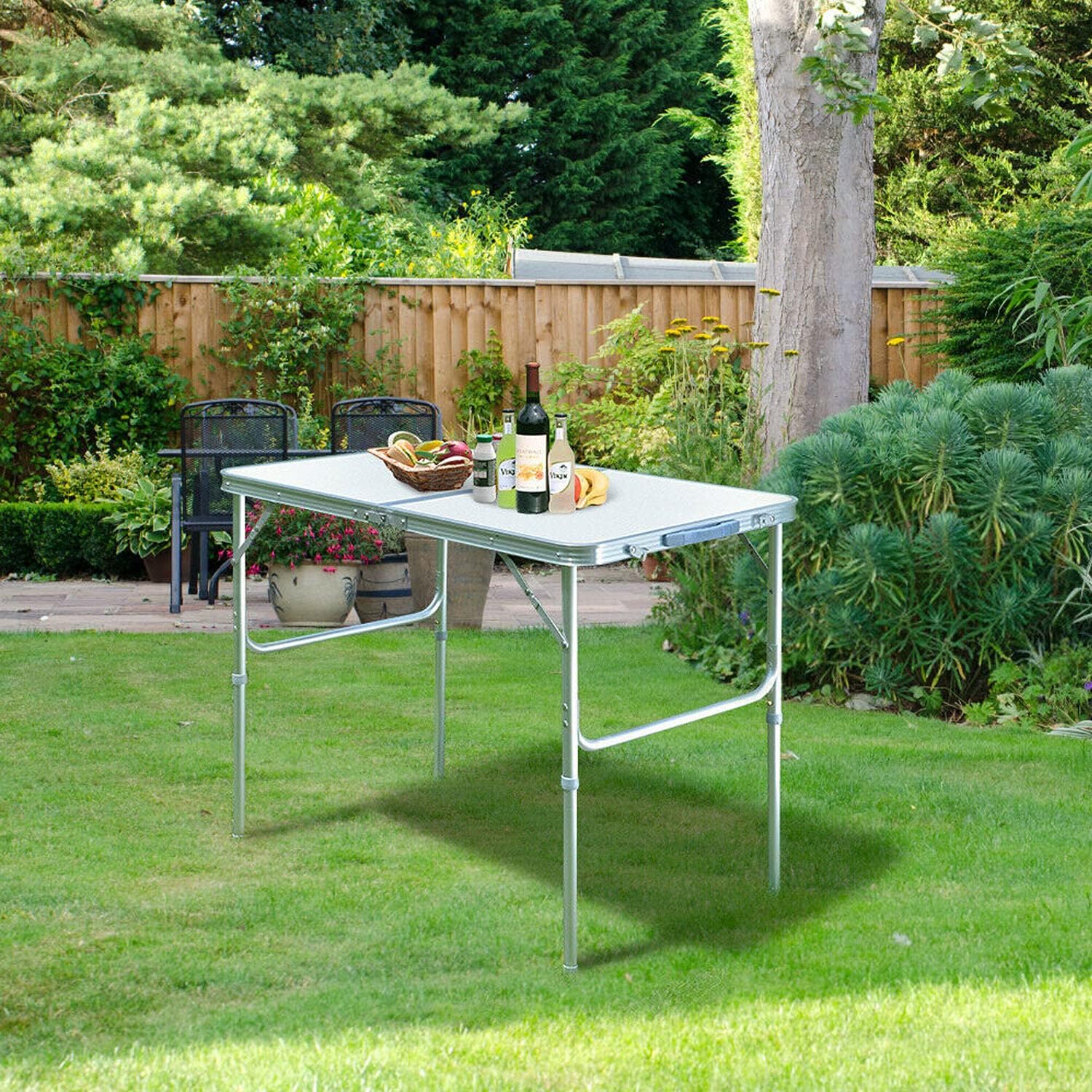 Table de jardin en aluminium pliable 2 hauteurs réglables