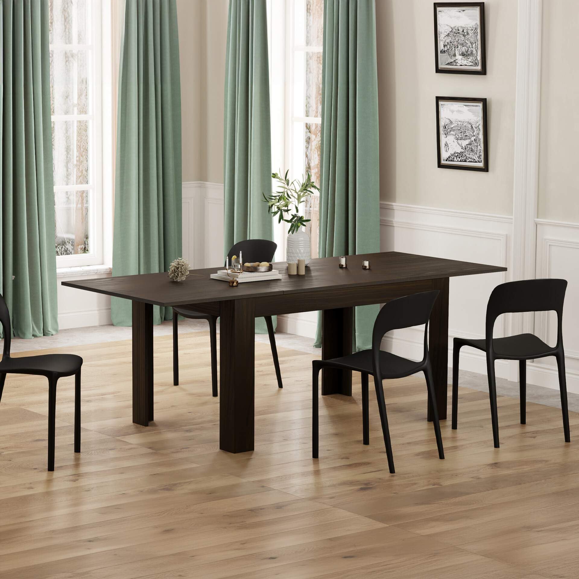 Table de salle à manger extensible en chêne