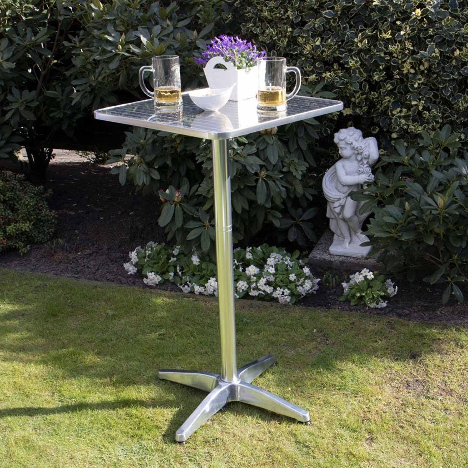Table de bar haute jardin en aluminium avec Hauteur réglable