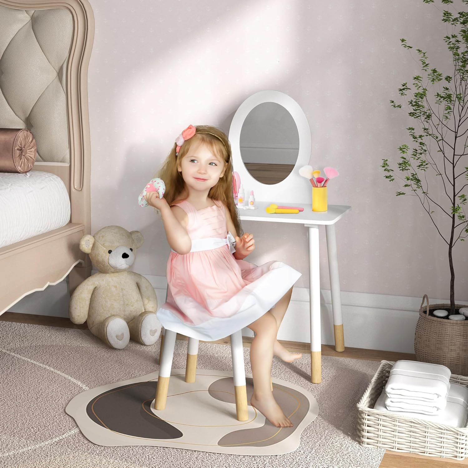 Ensemble coiffeuse pour enfants avec tabouret