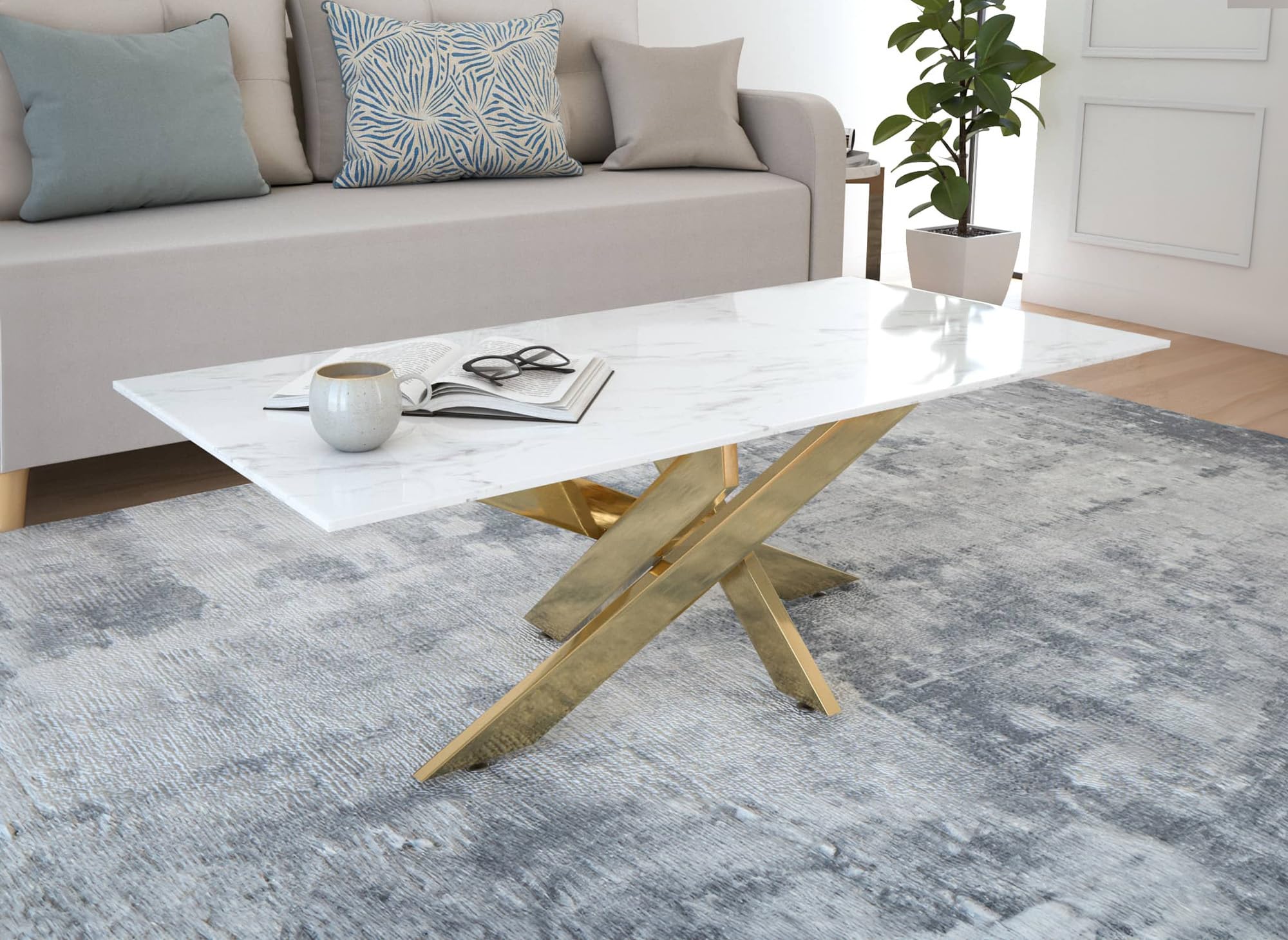 Table salle a manger rectanglé Design Verre marbré