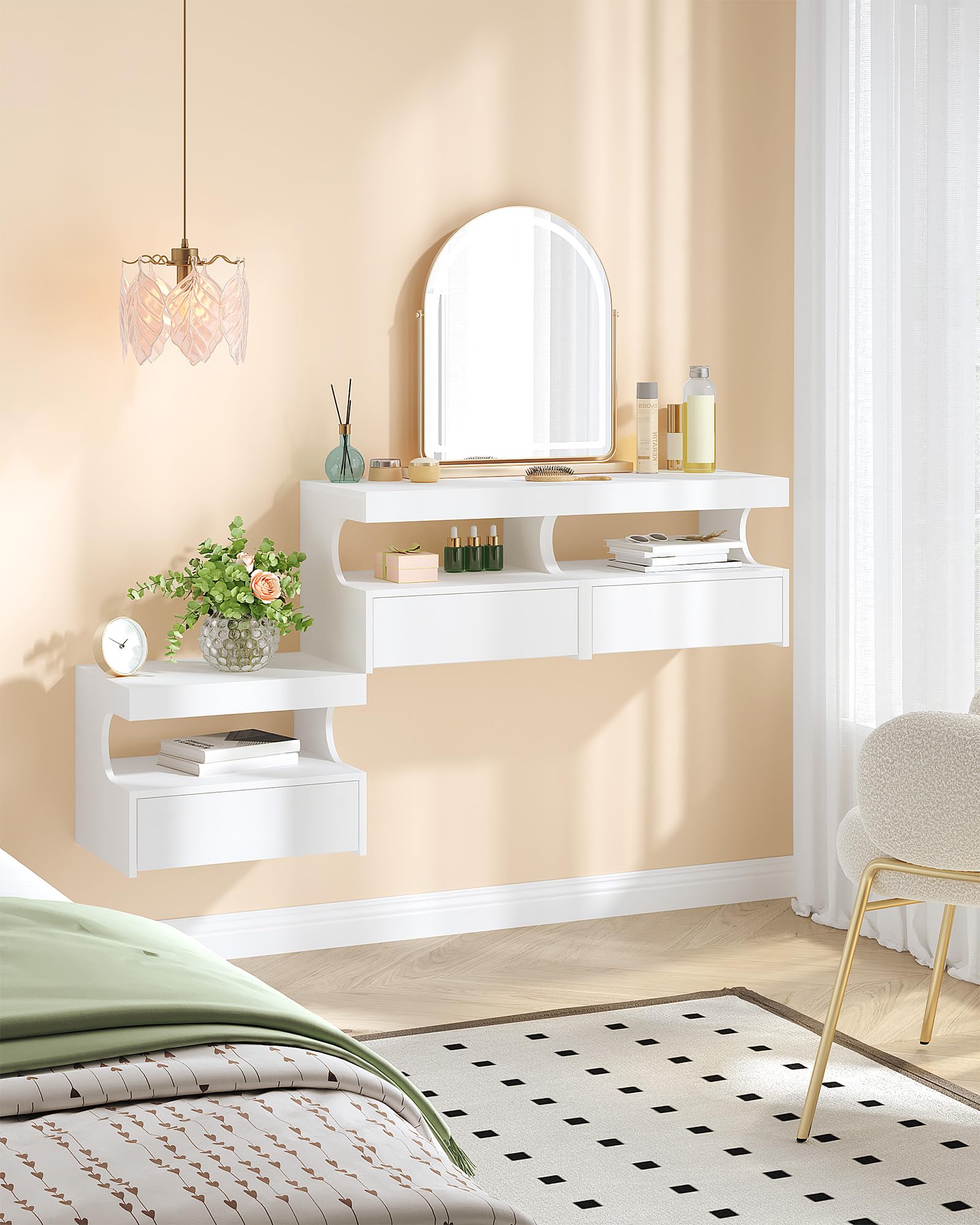 Table de chevet suspendu design  avec 1 Tiroir Coulissant