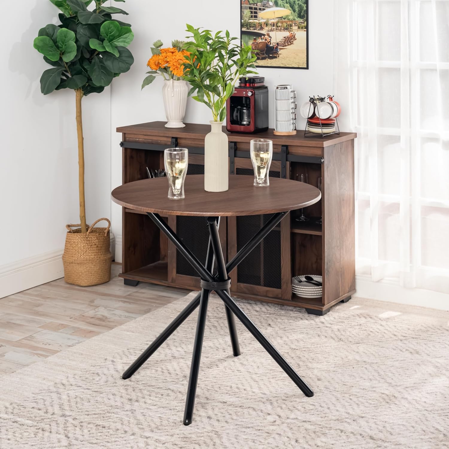 Table ronde de salle a manger  80 cm  Bois Marron