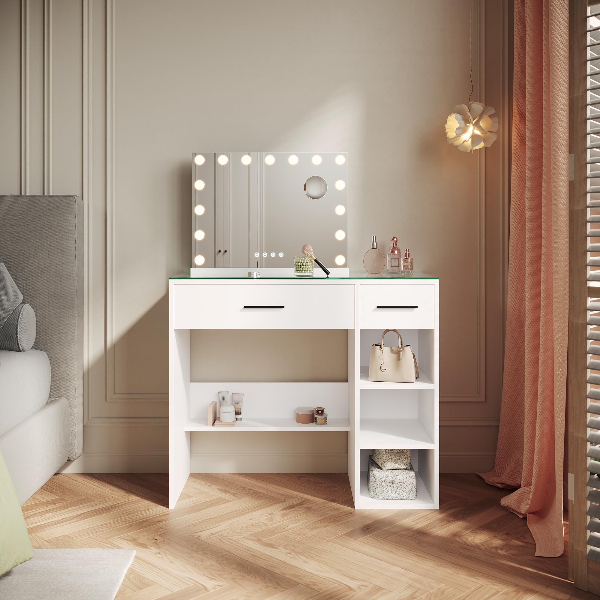 Coiffeuse transparente en blanc