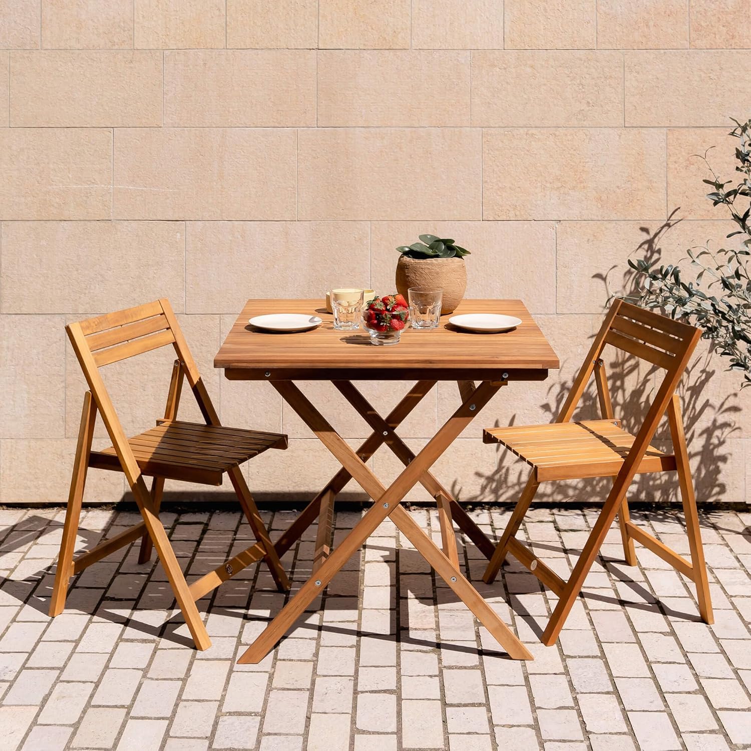 Table de jardin pliante en Bois Naturel