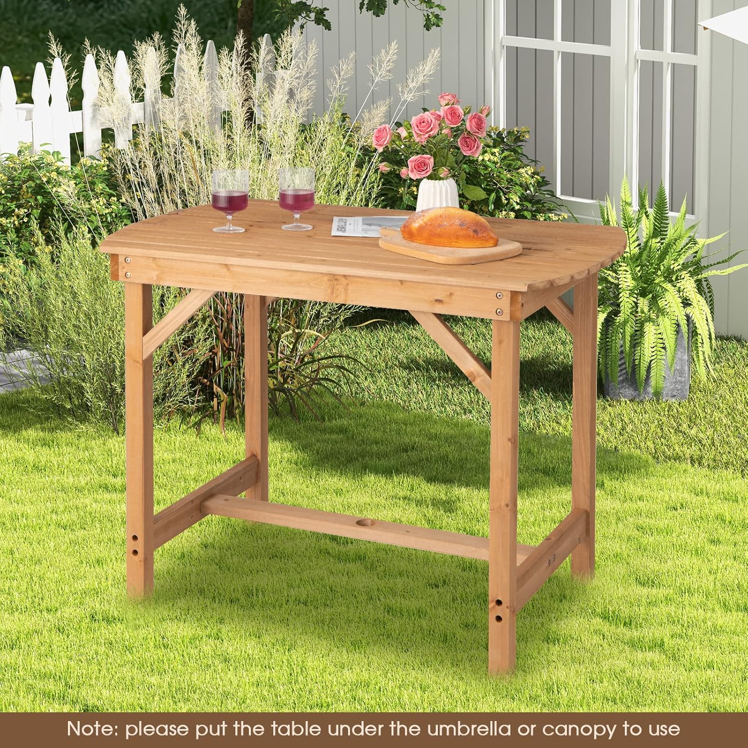 Table de jardin bois avec Trou de Parasol