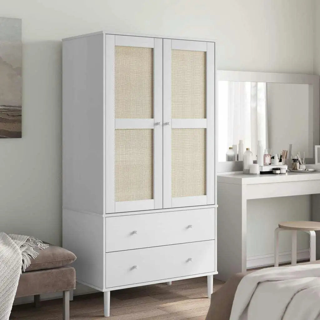 Armoire blanc en rotin 