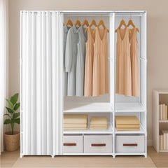 Armoire penderie de rangement avec rideau