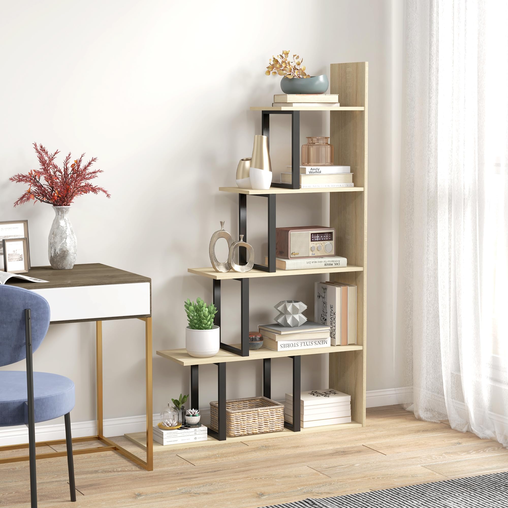  Bibliothèque design bois en escalier 