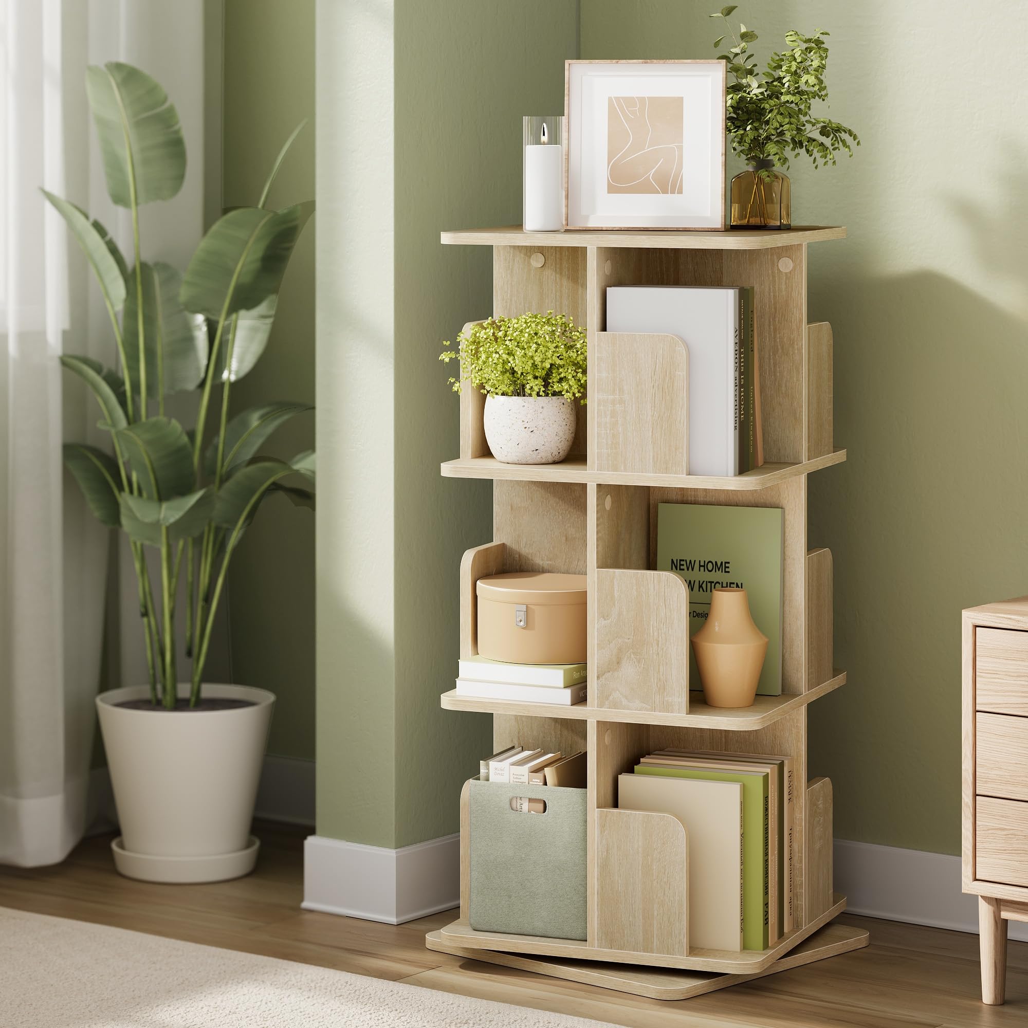  Bibliothèque design bois rotative 