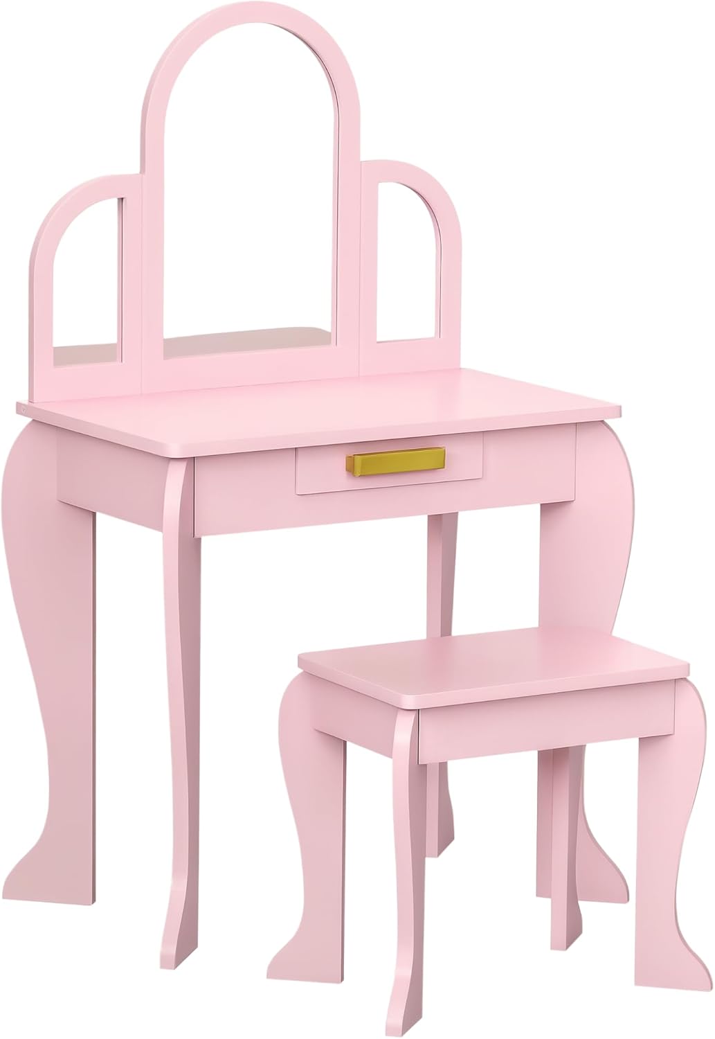 Coiffeuse d'enfant avec tabouret rose