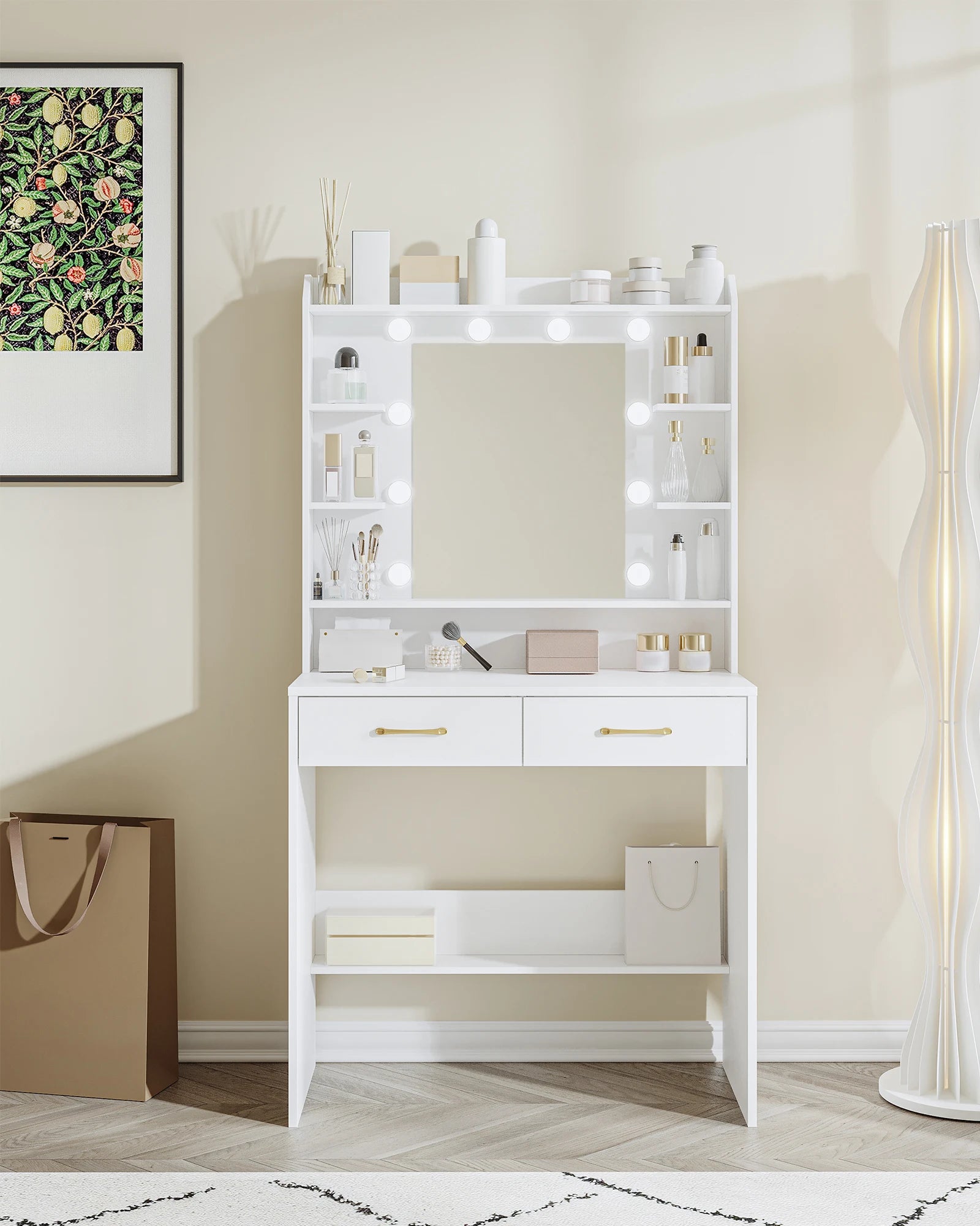 Coiffeuse design avec miroir LED