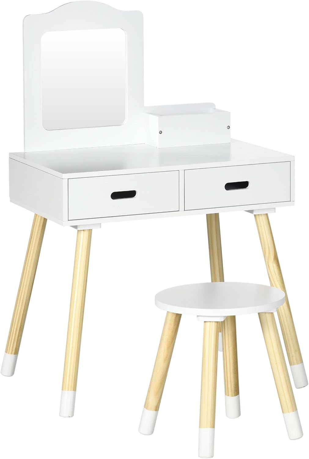 Coiffeuse enfant avec miroir en bois blanc 