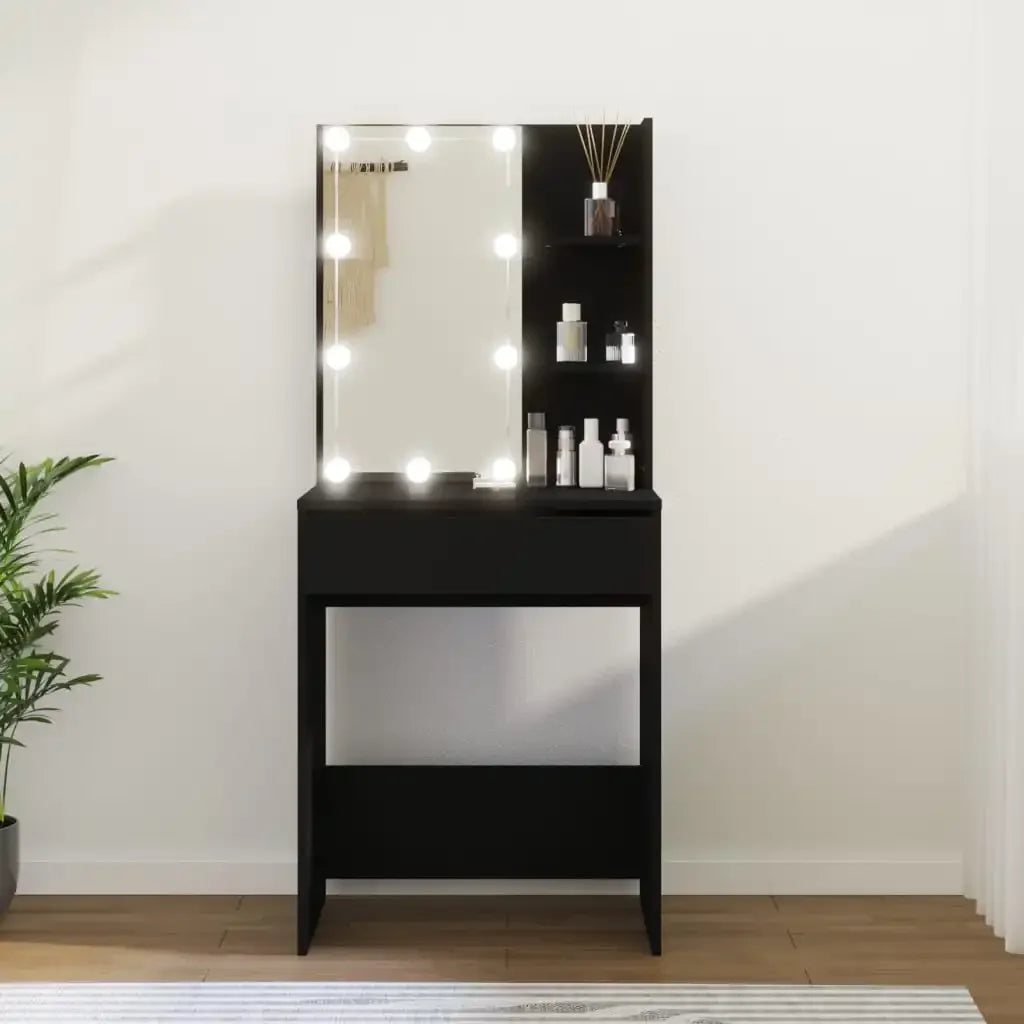 Coiffeuse meuble design avec LED bois noire