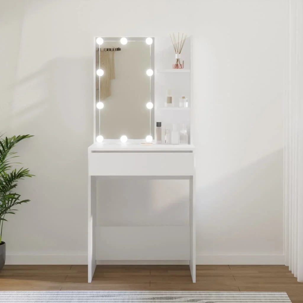 Coiffeuse moderne avec Led en bois blanc