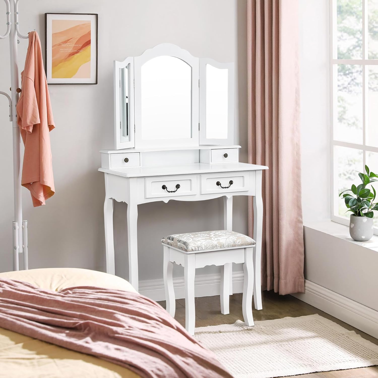  Coiffeuse moderne blanche en bois avec Miroir