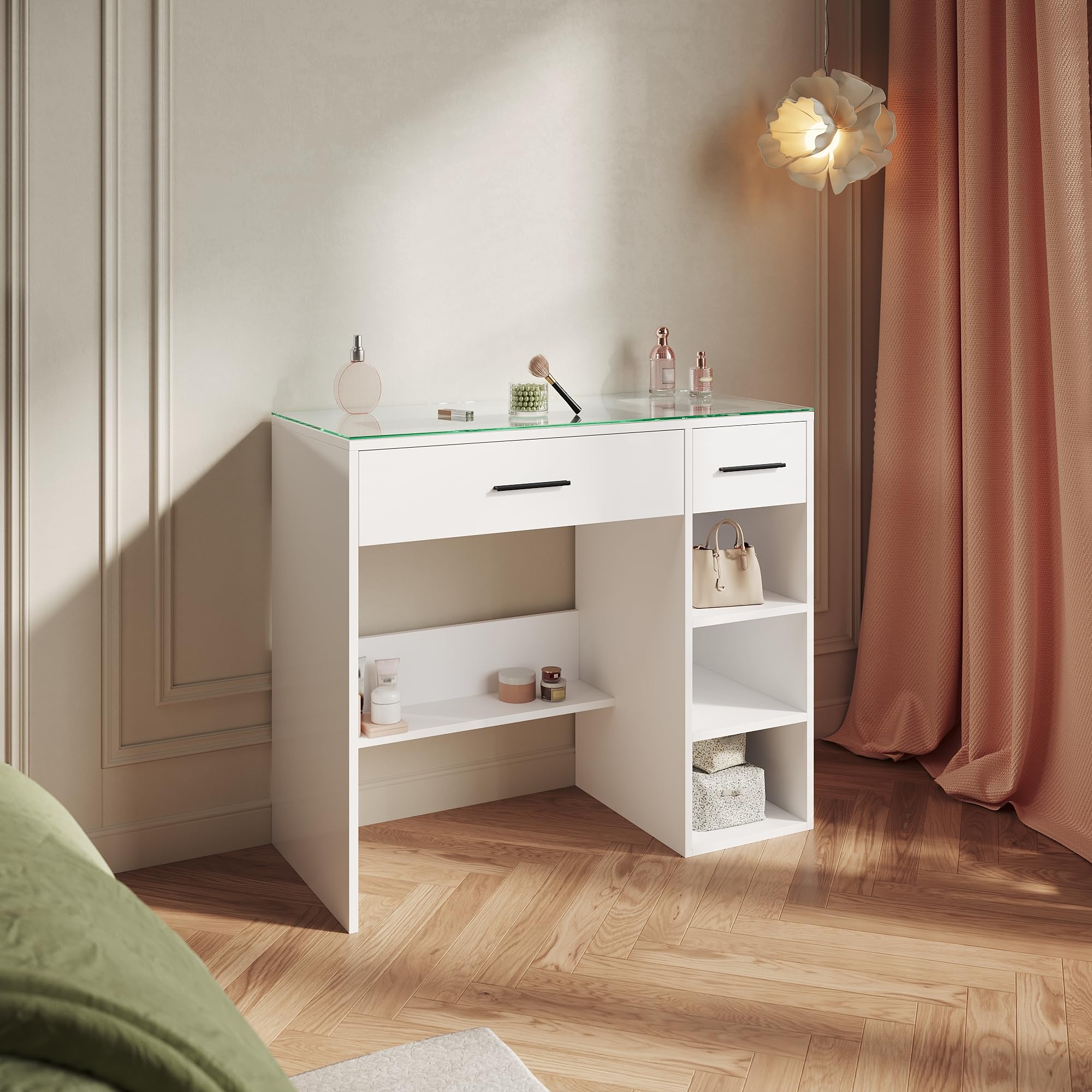 Coiffeuse transparente en blanc