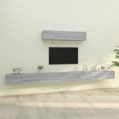 Ensemble meuble tv moderne en bois gris