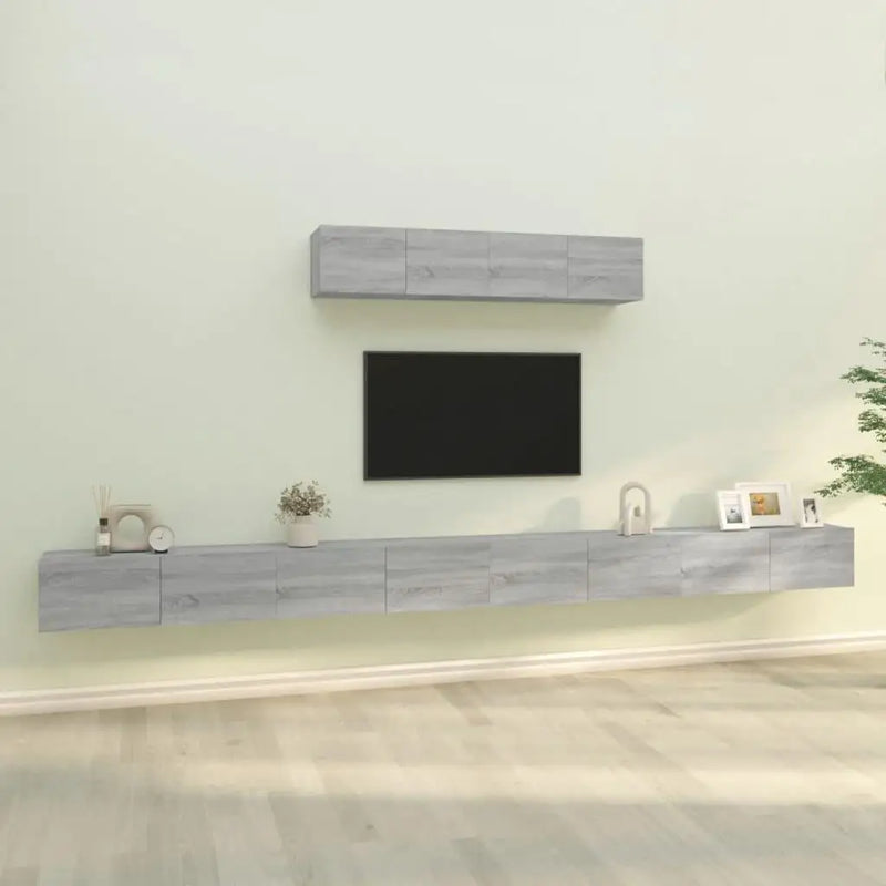 Ensemble meuble tv moderne en bois gris