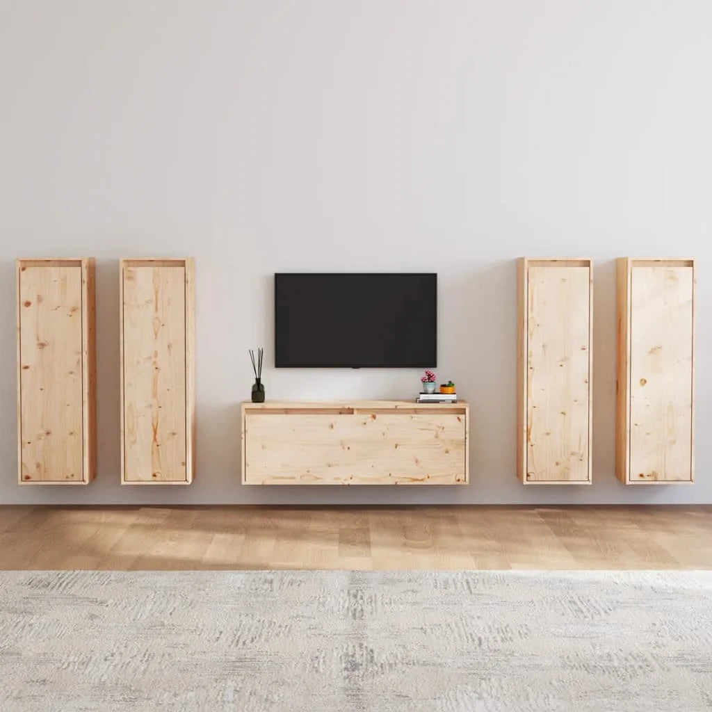 Ensemble meuble tv suspendu 5 Pièces en bois