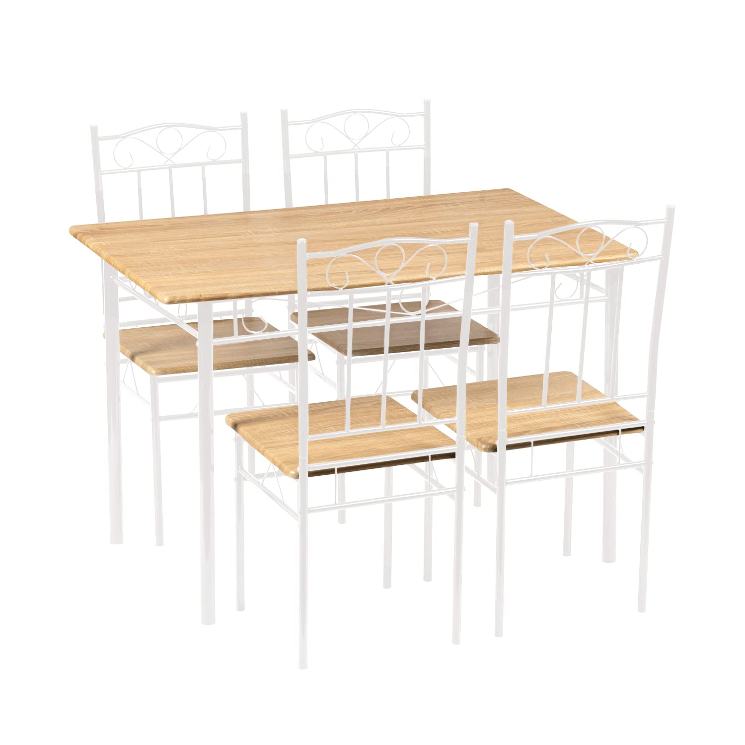  Ensemble table et 4 Chaises en grain de bois 