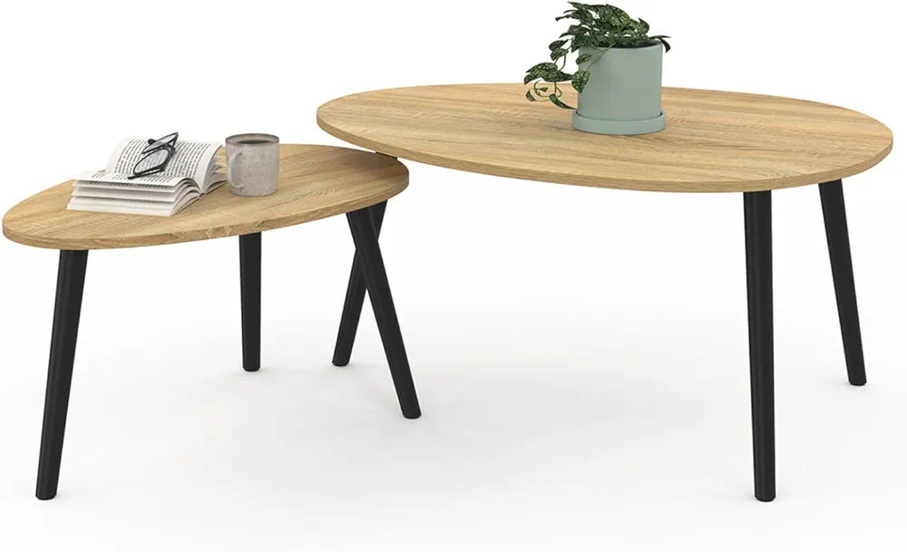  Lot de 2 tables basses en bois scandinave