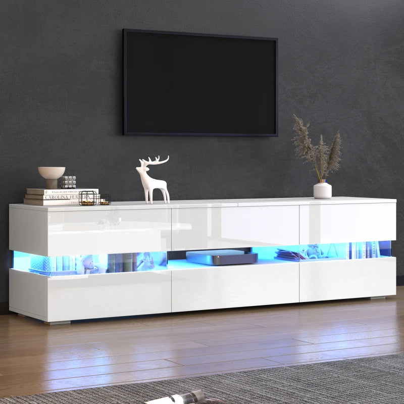 Meuble TV moderne blanc bois avec LED
