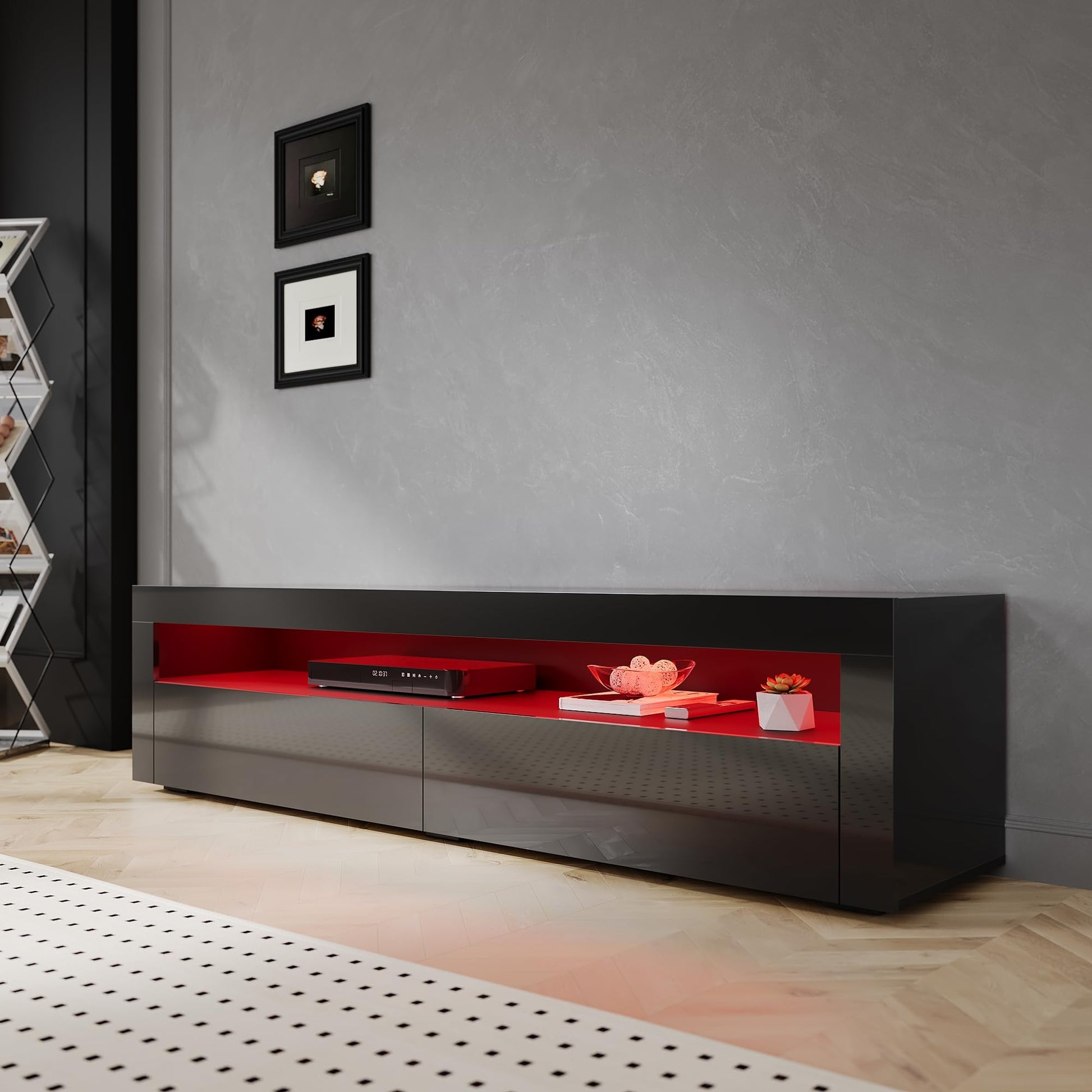  Meuble TV moderne noir avec LED