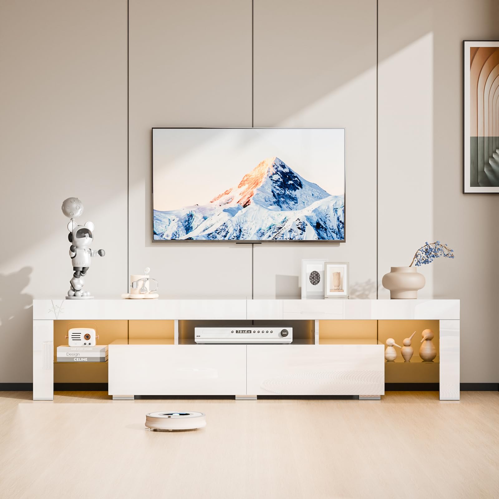 Meuble tv blanc LED