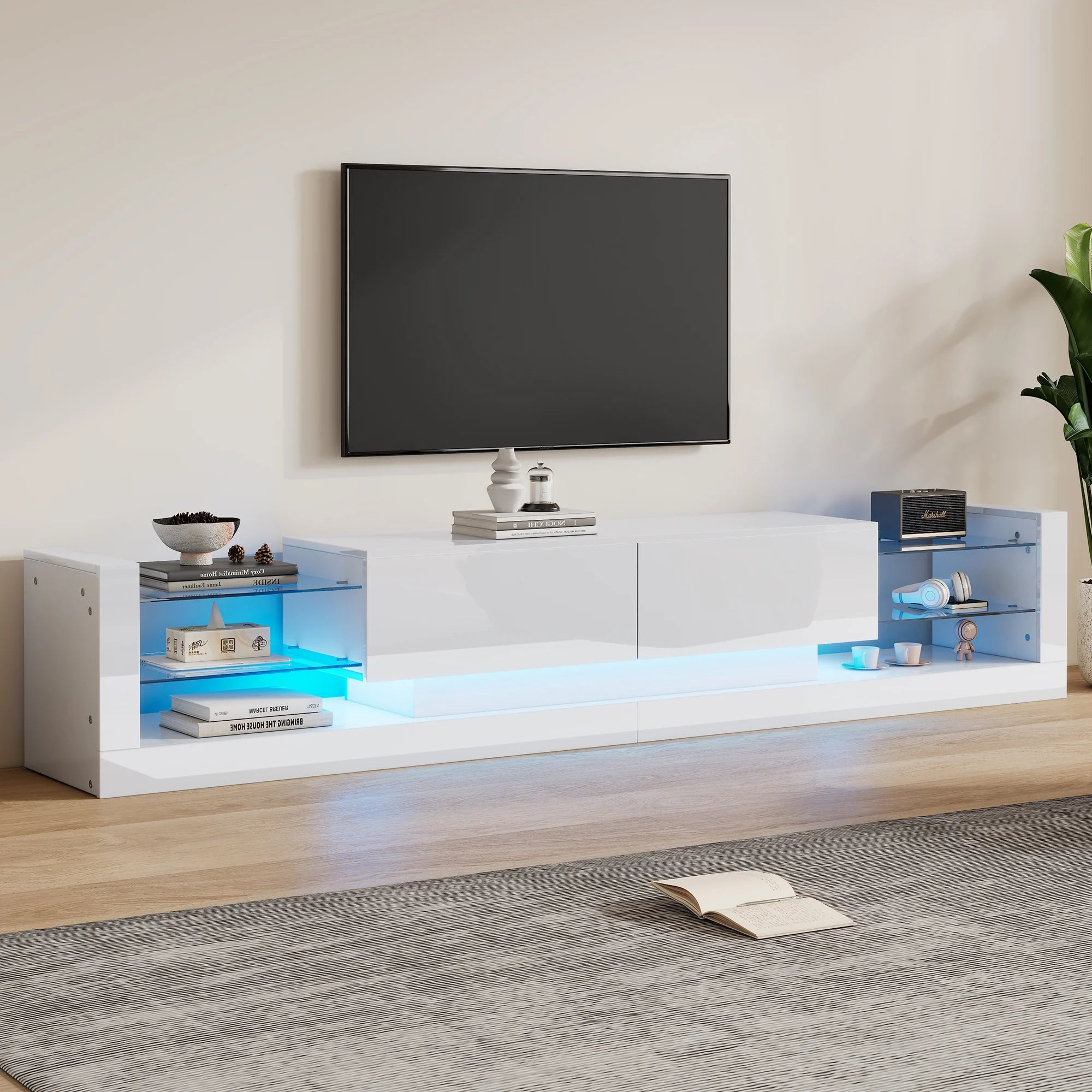 Meuble tv blanc avec Éclairage LED 