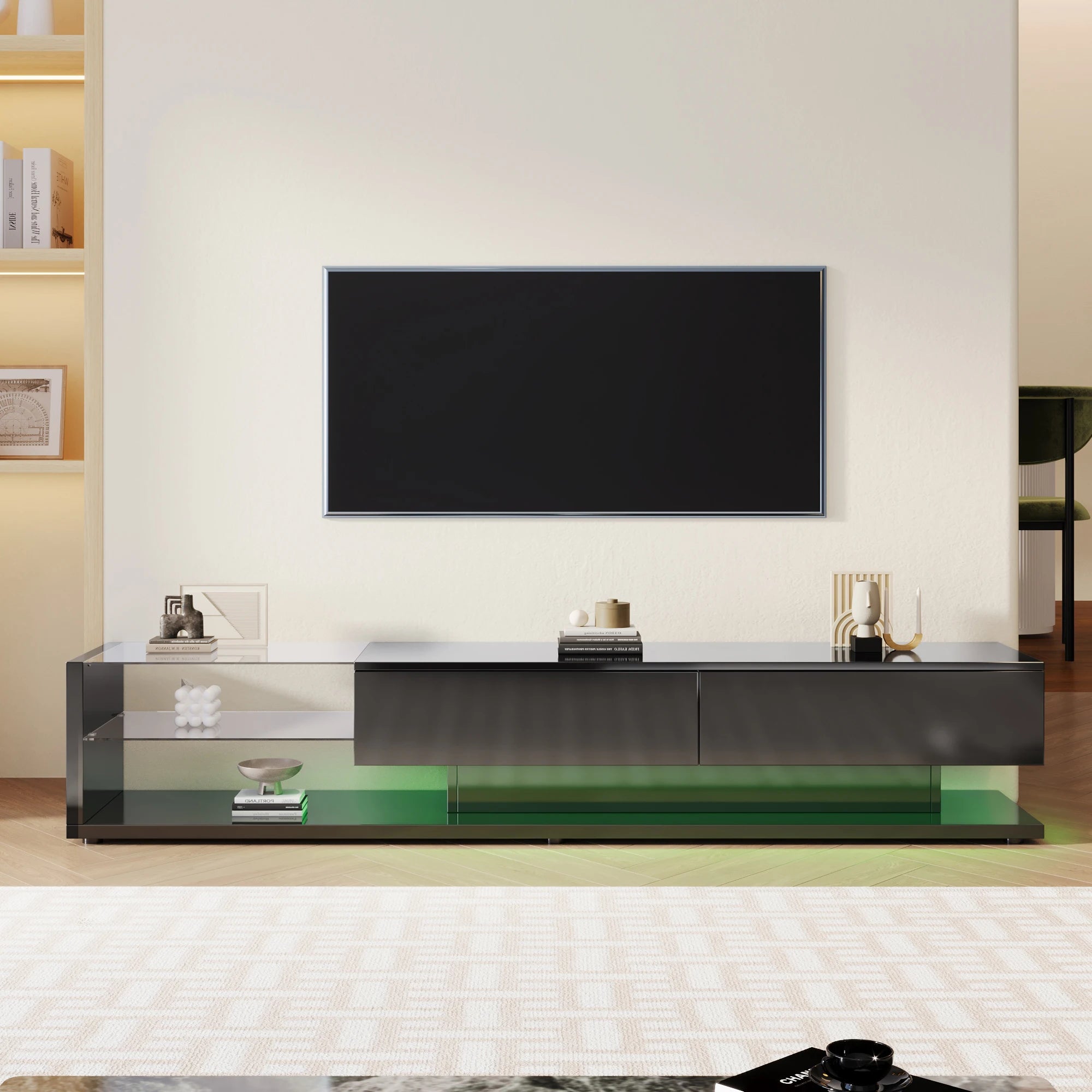 Meuble tv moderne design noir avec Éclairage LED