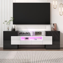 Meuble tv moderne noir design avec LED
