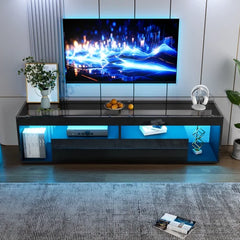 Meuble tv noir brillant avec LED