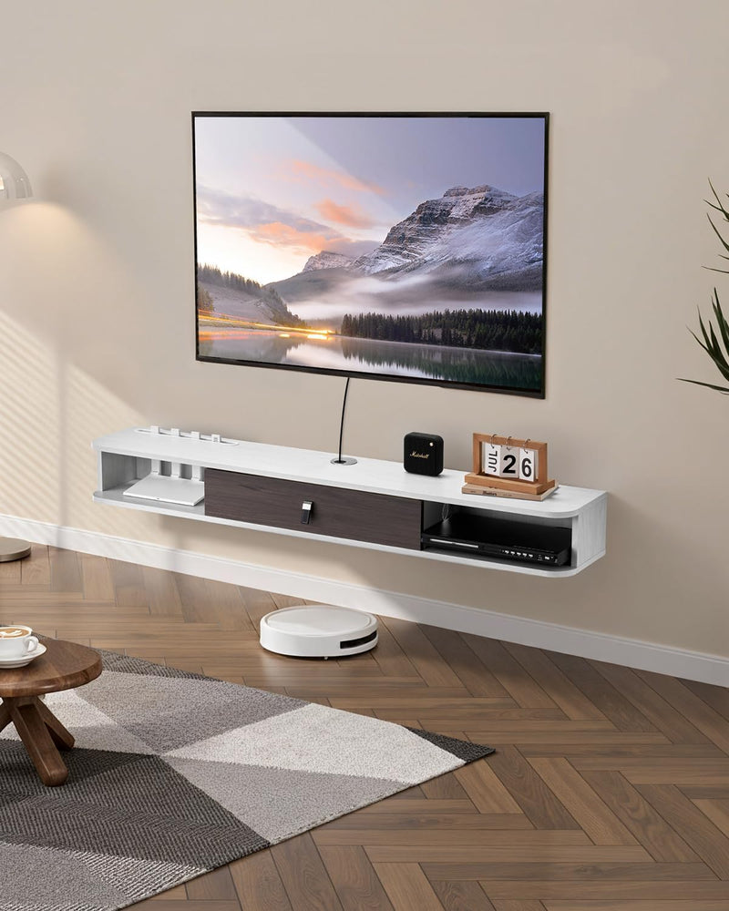Meubles tv design suspendu en blanc